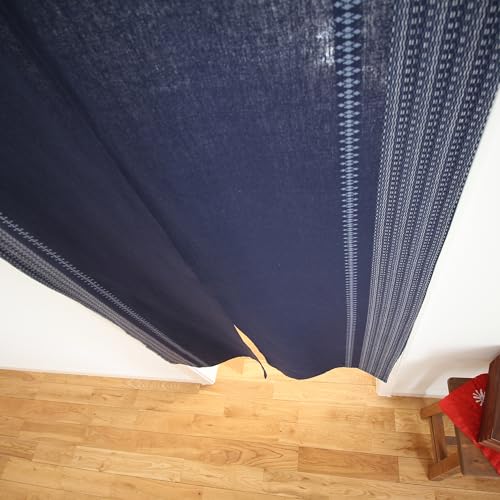 Doorway Curtain (W33.5'xH66.9') Takumi Tapestry Japanese noren Room Divider (Dark Navy) - color: Dark Navy