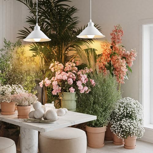 8.2IN Plug in Pendant Light, 2 Pack Industrial Hanging Lamp White Vintage Pendant Lighting Fixtures with 15ft Cord On/Off Switch for Kitchen Island Dinning - color: White Plug in Pendant Light 8.2IN
