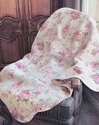 Cozy Line Home Fashions Josephine Spring Peony Pink Ivory Floral Shabby Chic Reversible 100% Cotton Quilted Throw Blanket 60" x 50" Machine Washable and Dryable (Peony) - color: Peony