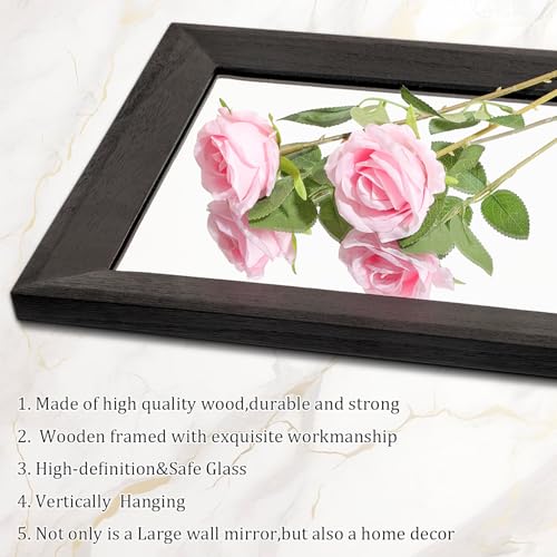 AAZZKANG Full Length Mirror with Wood Framed Modern Large Wall Mirrors 47"x16" Rectangle for Bedroom Living Room Bathroom Dressing Room Entryway Black - color: Black, size: 47"L x 16"W