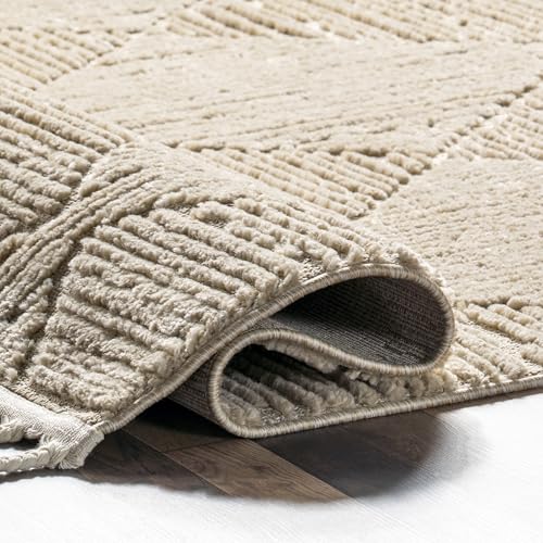 Nuloom Kerry Beige, 6' Round, Geometric, Soft and Cozy, High Traffic, Stain Resistant, Easy Clean, Durable Area Rug for Bedroom, Living Room, Dining Space, Den, Foyer, Entryway - color: Kerry Beige, size: 6' (Round)