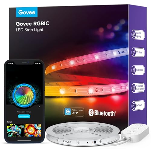 Govee RGBIC LED Strip Lights, Smart LED Lights for Bedroom, Bluetooth LED Lights APP Control, DIY Multiple Colors on One Line, Color Changing LED Strip Lighting Music Sync, Home Decor, 16.4ft - size: 16.4ft