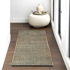 Nuloom Elfriede Handmade, Green/Natural, 2'6" x 8', Solid, Rustic, Jute, Soft and Textured, High Traffic, Stain Resistant, Easy Clean, Durable Area Rug for Bedroom, Living Room, Dining, Den, Foyer - color: Green, size: 2'6" x 8' (Rectangular)