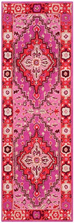 SAFAVIEH Bellagio Collection 2'3" x 9' Red / Pink BLG545B Handmade Medallion Premium Wool Runner Rug - color: Red/Pink, size: 2'3" x 9' (Runner)