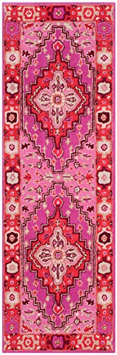 SAFAVIEH Bellagio Collection 2'3" x 9' Red / Pink BLG545B Handmade Medallion Premium Wool Runner Rug - color: Red/Pink, size: 2'3" x 9' (Runner)