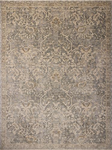 Loloi Magnolia Home by Joanna Gaines Junie Collection JUE-01 Blue/Natural 5'-3" x 5'-3", .38" Pile Height, Round Area Rug - color: Blue / Natural, size: 5'3" (Round)