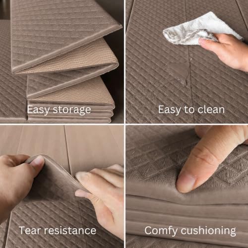 Foldable Yoga Exercise Mat, 6mm/8mm/10mm/12mm Thickness, 72 x 24 Inch - Lightweight, Anti-Slip, and Easy to Store for Yoga, Pilates, Home Workouts, and Floor Exercises - color: Coffee, size: 24" x 72" x 1/4"