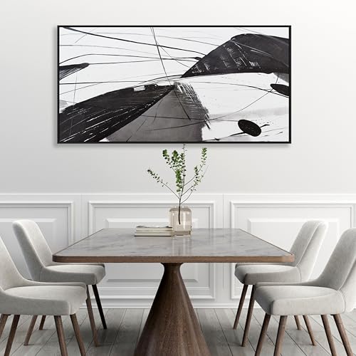 Abstract Canvas Art Home Wall Decor Black and White Abstract Wall Art Framed Artwork Modern Home Wall Decor for Living Room Bedroom Office 20"x40" - color: Black, size: 40"L x 20"W