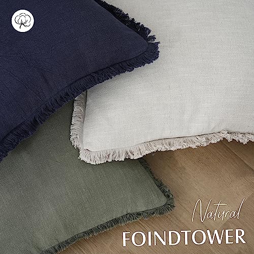 Foindtower Decorative Linen Fringe Throw Pillow Covers Cozy Boho Farmhouse Cushion Cover with Tassels Soft Accent Pillowcase for Chair Sofa Bed Living Room Home Decor, 16×16 Inch, 1PC, Olive Green - color: Olive Green, size: 16" x 16" (Pack of 1)