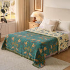 Boho Throw Blanket, Patterned Bohemian Blanket 100% Soft Cotton Woven Boho Quilt, Reversible Throw Blankets for Couch Bed, Decorative Lightweight Blanket for All Seasons (Spring Blue, Twin 60"x80") - size: Twin 60"x80"