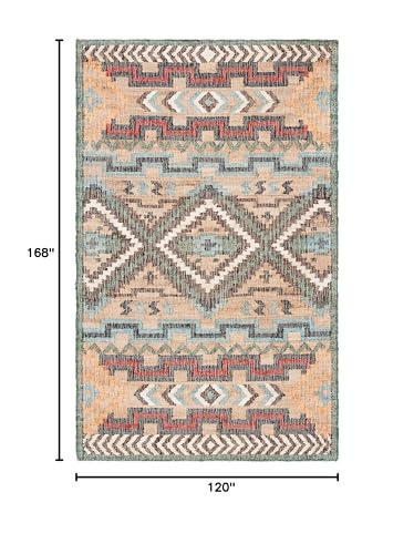 SAFAVIEH Kilim Collection Area Rug - 10' x 14', Natural & Blue, Handmade Flat Weave Jute, Ideal for High Traffic Areas in Living Room, Bedroom (KLM760M) - size: 10' x 14' (Rectangular)