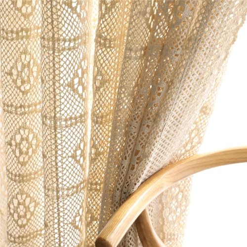 Boho Curtains for Living Room Retro Cotton Crochet Curtains for Girls Room Farmhouse Knitted Lace Curtain Panels for Bedroom Rod Pocket Hollow Sheer Window Drapes for Doorway 1 Panel W59 X L87 Inch - size: 59"W x 87"L (Pack of 1)