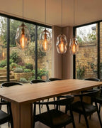 CASAMOTION Modern Pendant Lights Kitchen Island Large Gold Hanging Light Fixtures for Dining Table Blown Art Glass Clear Organic Globe Bedroom Foyer Entryway Hallway Lamp 12 Inch 1 Pack - color: Clear+Glod 12"H-1 Pack