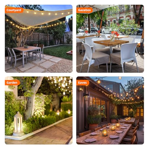 Kawaya String Lights for Outside,150FT LED Outdoor String Lights Waterproof Patio Lights with 72+3 Shatterproof Edison Globe Bulbs, Connectable Hanging Lights for Balcony Bistro Backyard Porch - size: 150FT(75FTx2PACK)