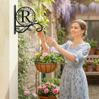 Personalized Metal Initial Letter R Plant Hanger Bracket, Decorative Wall Mount Hanging Plant Hook, Monogram Floral Leaf Garden Decor for Hanging Baskets, Bird Feeders, Lanterns, Wind Chimes - style: R