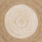 SAFAVIEH Cape Cod Collection Area Rug - 5' Round, Beige & Natural, Handmade Boho Fringe Jute & Cotton, Ideal for High Traffic Areas in Living Room, Bedroom (CAP701B) - color: Beige/Natural, size: 5' (Round)