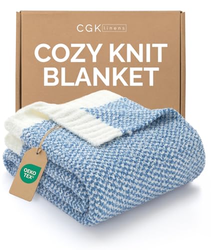 Blue Throw Blanket - Super Soft Throw for Couch, Bed, Sofa, Chair - Lightweight, Warm, Double Sided Knit - All Season Cozy, Fuzzy, Anti-Static Microplush Blanket for Women, Bedroom, Home Decor, 50x60 - color: 02 - Heathered Blue