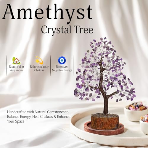 Amethyst Crystal Tree, Healing Crystals, Purple Room Decor, Crystal Decor, Crystal Tree, Purple Desk Accessories, Purple Decor Tree, Spiritual Decor, Feng Shui Decor, Amethyst Crystal Rock Tree 10-12" - color: Amethyst Silver Wire