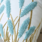 vctops Farmhouse Pampas Grass Cotton Tufted Throw Pillow Cover Boho Embroidery Pillowcase Soft Square Cushion Case for Sofa Couch Bed Chair (Blue C,18"x18") - color: Blue C