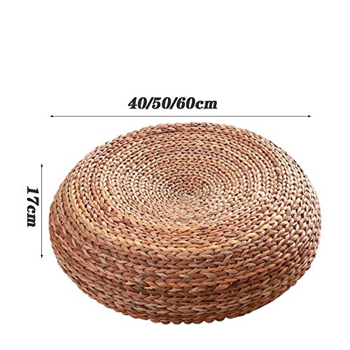 Etlegor Pouffes and Footstools, Futon Pouf Futon Cushion Stool Japanese Style Tatami Mat Cattail, Banana Leaf Hand-Woven Natural and Environmentally Friendly for B&B/Tatami/Meditation Futon - color: Natural-half-woven, size: 19.7"D x 19.7"W x 6.7"H