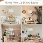 12.6 inch White Rattan Light Fixture Rattan Farmhouse Light Fixture Hand-Woven Pendant Lights Fabric Shade Boho Chandelier for Kitchen Dinning Room (Bulb Incl.) - color: 12.6"-White-Drum