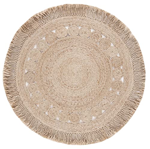 SAFAVIEH Natural Fiber Collection Area Rug - 4' Round, Natural, Farmhouse Jute Design, Ideal for High Traffic Areas in Living Room, Bedroom (NF175A) - color: Natural, size: 4' (Round)