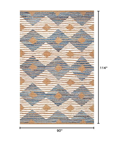 nuLOOM Hand Braided Marla Denim And Jute Diamonds Area Rug, 8x10, Off-white - color: Marla Off-white, size: 7'6" x 9'6" (Rectangular)