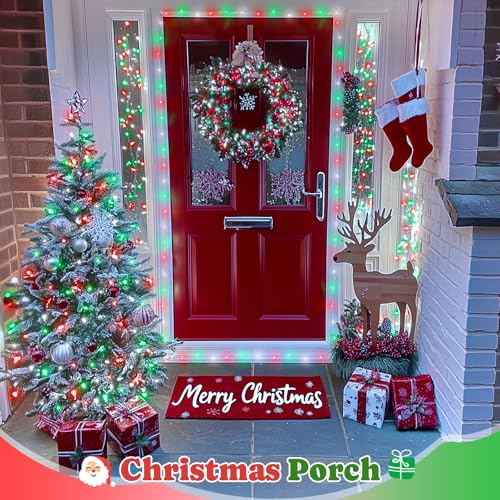 JMEXSUSS 200 LED Red White Green Fairy Lights Plug in, 8 Modes Christmas Fairy Lights Indoor Outdoor with Wheel, 66 ft Remote Control Twinkle Lights for Christmas - color: Red White Green, size: 66FT 200LED