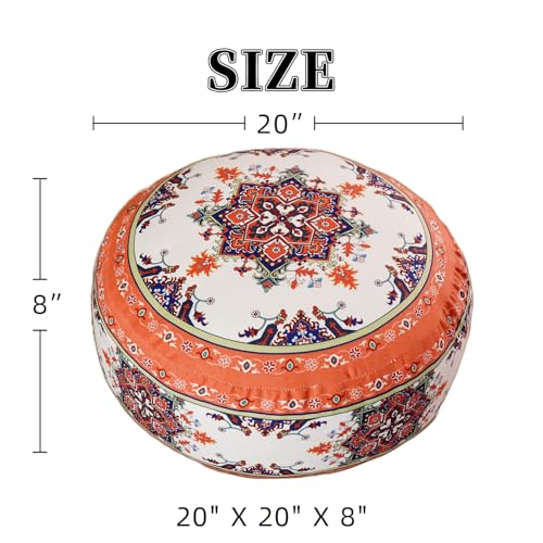 Unstuffed Pouf Cover Ottoman Footrest Bohemian Chenille Foot Stool Floor Bean Bag 20x8 Inches for Living Room Bedroom Home Decor (Orange, Round) - color: Orange