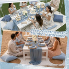 Beeveer 91 x 71 Extra Large Outdoor Boho Picnic Blanket with Gray Blue Table Runner, 6 Throw Pillow Covers 6 Napkins Woven Cotton Yarn Oversize Beach Blanket Washable Picnic Camp Wedding - color: Gray Blue