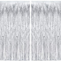 Silver Streamers Metallic Party Backdrop - GREATRIL Foil Fringe Tinsel Curtain for 2026 NYE/Birthdays/Prom/New Years/Graduations/Photo Booth, 8.2ft x 3.2ft - Pack of 2 - color: Pure Silver