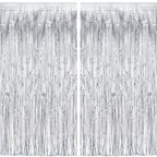 Silver Streamers Metallic Party Backdrop - GREATRIL Foil Fringe Tinsel Curtain for 2026 NYE/Birthdays/Prom/New Years/Graduations/Photo Booth, 8.2ft x 3.2ft - Pack of 2 - color: Pure Silver