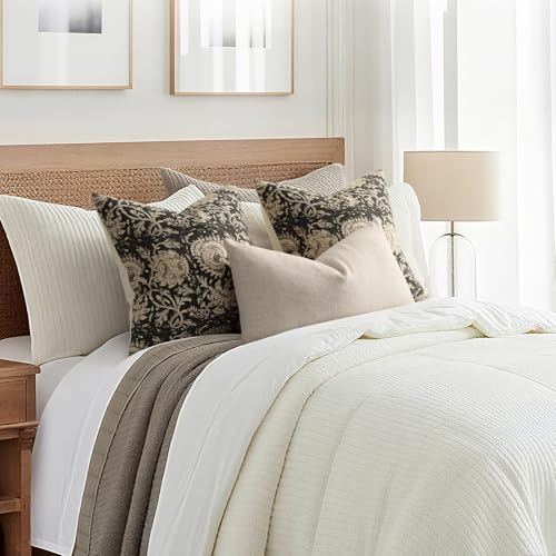 Vintage Floral Print Throw Pillow Covers 12x20 Set of 2 Neutral Modern Farmhouse Pillow Cases Accent Decorative Cushion Covers Boho Home Decor for Couch Sofa Chair Bed Living Room, Black - color: Black, size: 20" x 12" (Pack of 2)