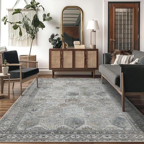 Bavni 2x3 Entryway Rug Bathroom Rugs for Front Door Bedroom Bathroom Kitchen, Washable Vintage Print Carpet, Ultra-Thin Chenille Lightweight Rug with Non Slip Backing, Retro Grey - color: Retro Grey, size: 2' x 3' (Rectangular)