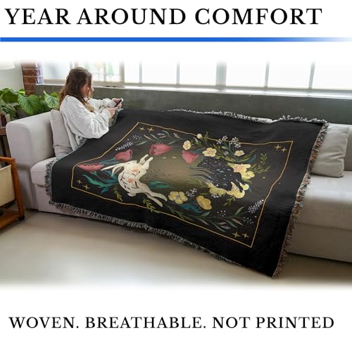 Pure Country Weavers Yin Yang Rabbit by Episodic Drawing - Gift Tapestry Throw Blanket Woven from Cotton - Made in The USA (72x54) - color: Yin Yang Rabbit, size: 72x54