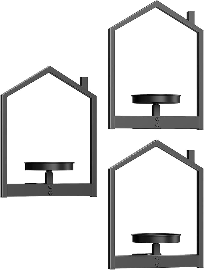 HOOBRO Wall Plant Holder, Wall Planters for Indoor Plants Set of 3, Plant Hanger Indoor Window Plant Shelves Frames Decor for Living Room Window, Black BK08HJP301