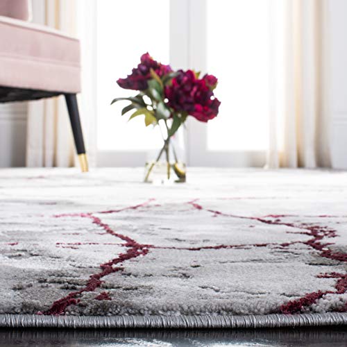 SAFAVIEH Craft Collection Runner Rug - 2'3" x 8', Grey & Wine, Modern Abstract Design, Non-Shedding & Easy Care, Ideal for High Traffic Areas in Living Room, Bedroom (CFT877S) - color: Grey/Wine, size: 2'3" x 8' (Runner)