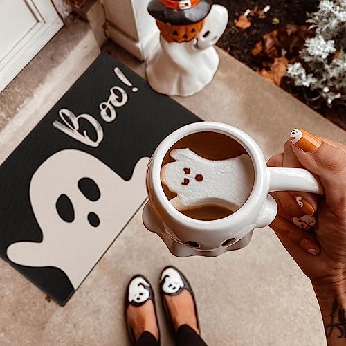 Halloween Door Mat,Halloween Ghost Boo Outdoor Mats for Front Door,Halloween Indoor Entrance Non-Slip Doormat,Halloween Entryway Welcome Rubber Mats for Front Porch Decor 30" x 17" - color: Halloween Ghost Boo