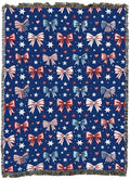 Pure Country Weavers Patriotic Bows - Americana Gift Tapestry Throw Blanket Woven from Cotton - Made in The USA (60X80) - color: Patriotic Bows, size: 60x80