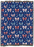 Pure Country Weavers Patriotic Bows - Americana Gift Tapestry Throw Blanket Woven from Cotton - Made in The USA (60X80) - color: Patriotic Bows, size: 60x80