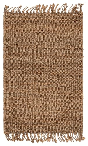 SAFAVIEH Natural Fiber Collection Accent Rug - 2' x 3', Natural, Handmade Boho Fringe Woven Jute, Ideal for High Traffic Areas in Entryway, Living Room, Bedroom (NF368A) - color: Natural, size: 2' x 3' (Rectangular)