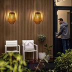 Livinlarge Rattan Solar Lantern Waterproof,Hanging Chandelier Lights Patio Porch Garden Farmhouse Decoration Rustic Handmade Outdoor Wicker Pendant Lamps - style: Rattan Pendant Lights-3