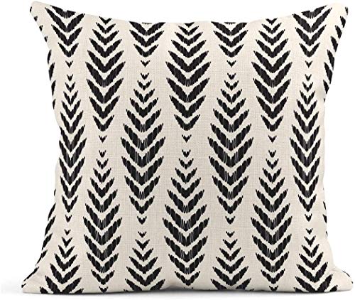 ArtSocket Set of 4 Throw Pillow Covers Ikat Tribal and Boho Bohemian Black Ethnic Herringbone for Ideas Decor Linen Outdoor Pillow Cases Home Decorative Square 16x16 Inches Pillowcases - size: 16" x 16" (Pack of 4)