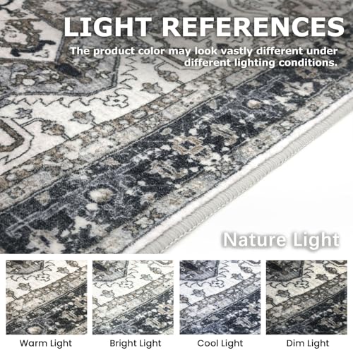 KOZYFLY Runners for Hallways 2x5 Ft Washable Kitchen Runner Rug Boho Runner Rug for Entryway Indoor Printed Oriental Faux Wool Floor Carpet Runner for Laundry Room Kitchen Hall, Black/Taupe/Beige - color: Black/Taupe/Beige, size: 2' x 5' (Runner)