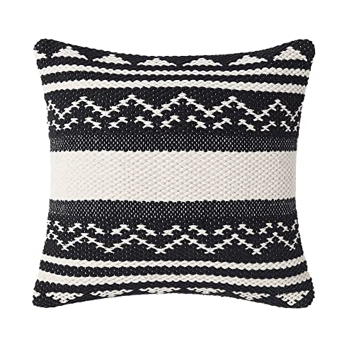 · REDEARTH · Handmade Boho Throw Pillow Covers - Bohemian Chic Farmhouse Style Accent Woven Indoor & Covered Patio Pillow Cushion Cases for Couch, Bed, Chair, Sofa, Bench – Set of 2 (18"x18", Natural) - color: Ziggurat Obsession Natural, size: 18" x 18" (