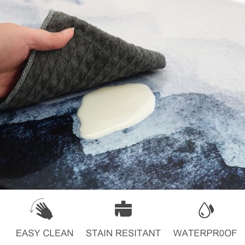 MAYHMYO Anti Fatigue Kitchen Mat - Set of 2 - Blue Mountains Design Comfort Mats - Cushioned, Non Slip Floor Mat - color: Blue Mountains, size: 29"L X 17.3"W X 0.4"Th + 47"L X 17.3"W X 0.4"Th