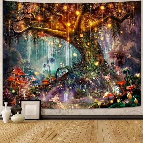 Spenlife Nature Tree Tapestry Mystical Forest Tapestry for Bedroom Aesthetic Tapastry's Wall Hanging Tapestries for Living Room Dorm Tree1 44×60 Inches - color: Blackish Blue, size: 60"L x 44"W