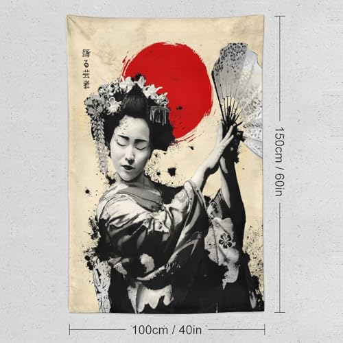 JOKIMAL Japanese Woman Geisha Samurai Tapestry Poster Wall Art WallDecorApartment Home Dorm Wall Decorations for Living Room BedroomTapestries 40"x60" - color: Geisha 2