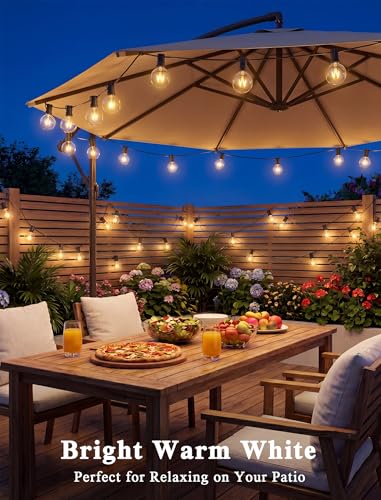 Abeja 25Ft Outdoor Patio String Lights, G40 Outdoor Globe String Lights with 27 Clear Bulbs, Hanging Light for Porch Backyard Deck Bars Wedding Indoor Decor, E12 Base, 5W Black Wire - color: 25FT Amber White-Black, size: 25FT