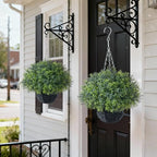YXZZWL Artificial Rosemary Hanging Basket - 2 Sets with Baskets, Hanging Plants Faux Shrubs, Suitable for Porch, Eaves, Farmhouse, and Garden Decoration for Outdoor UV-Resistant Ornaments